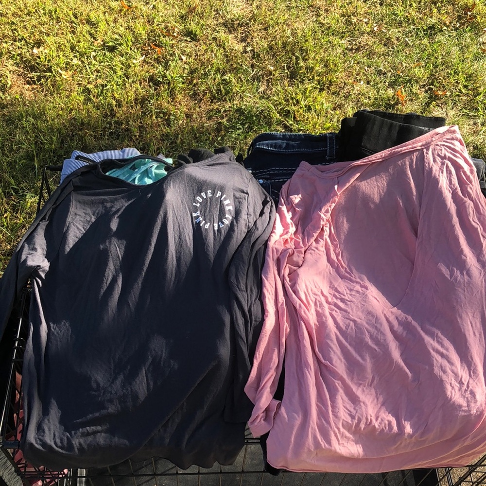 PINK long sleeve back drop shirts